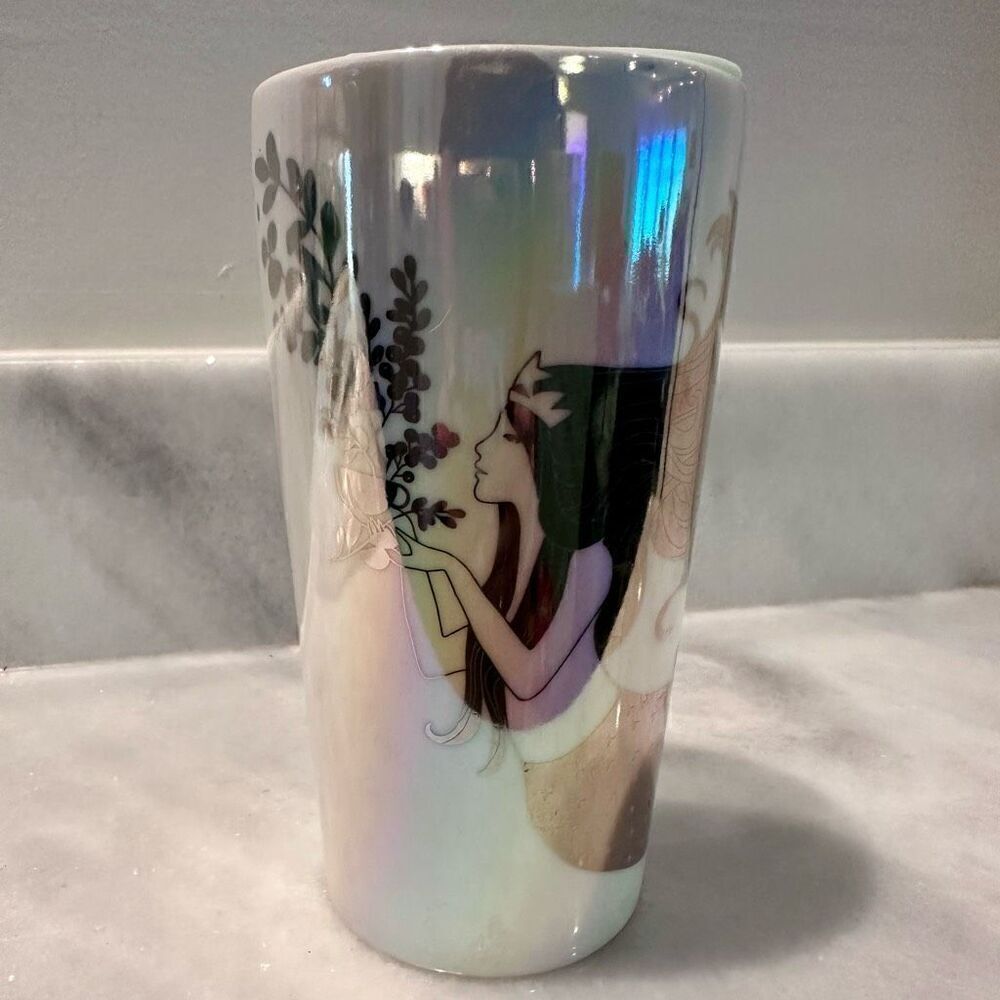 Starbucks Iridescent Rare Siren Mermaid Ceramic Travel Cup Tumbler Multi 12oz